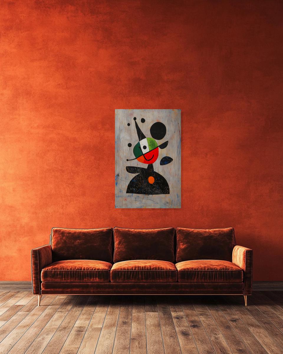 Playful Abstract Canvas Print Inspired by Miró Colorful Clown Artwork Wall Art Home Decor Digital Download