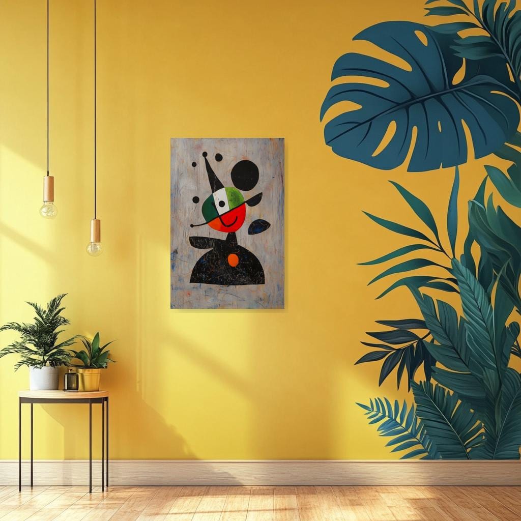 Playful Abstract Canvas Print Inspired by Miró Colorful Clown Artwork Wall Art Home Decor Digital Download