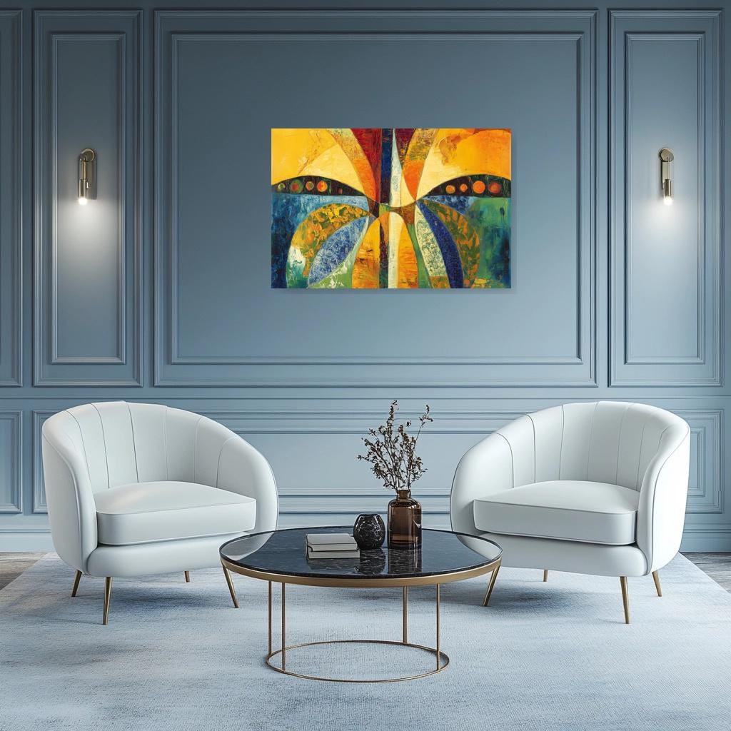 Abstract Canvas Print Inspired by Matisse with Bold Colors and Dynamic Shapes Perfect for Home Decor and Wall Art