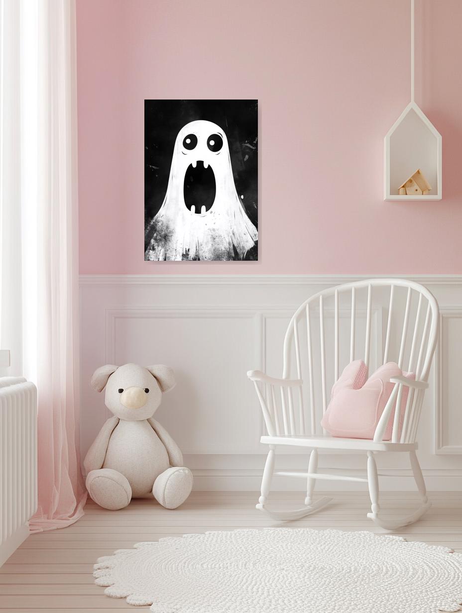 Custom Canvas Ghost Artwork in Monochrome Style Unique Wall Art for Home Decor Digital Download Inspired by Tim Burton