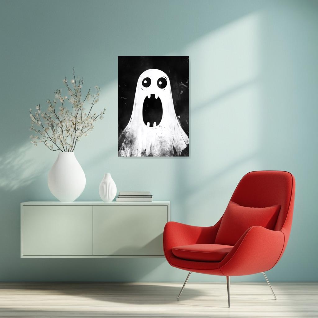 Custom Canvas Ghost Artwork in Monochrome Style Unique Wall Art for Home Decor Digital Download Inspired by Tim Burton