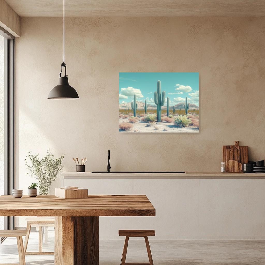 Cactus Landscape Canvas Print Inspired by Georgia O'Keeffe Vibrant Desert Wall Art Home Decor Digital Download