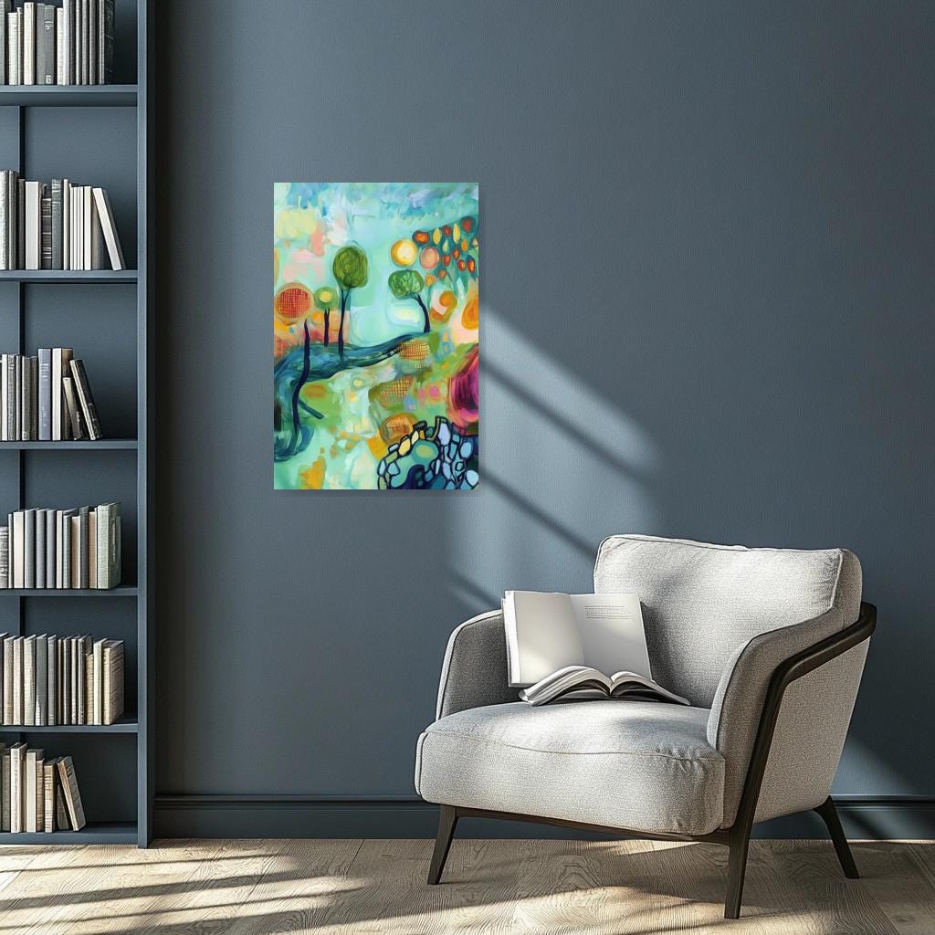 Colorful Abstract Canvas Print Inspired by Monet's Impressionist Style - Bright Home Decor, Digital Download Wall Art