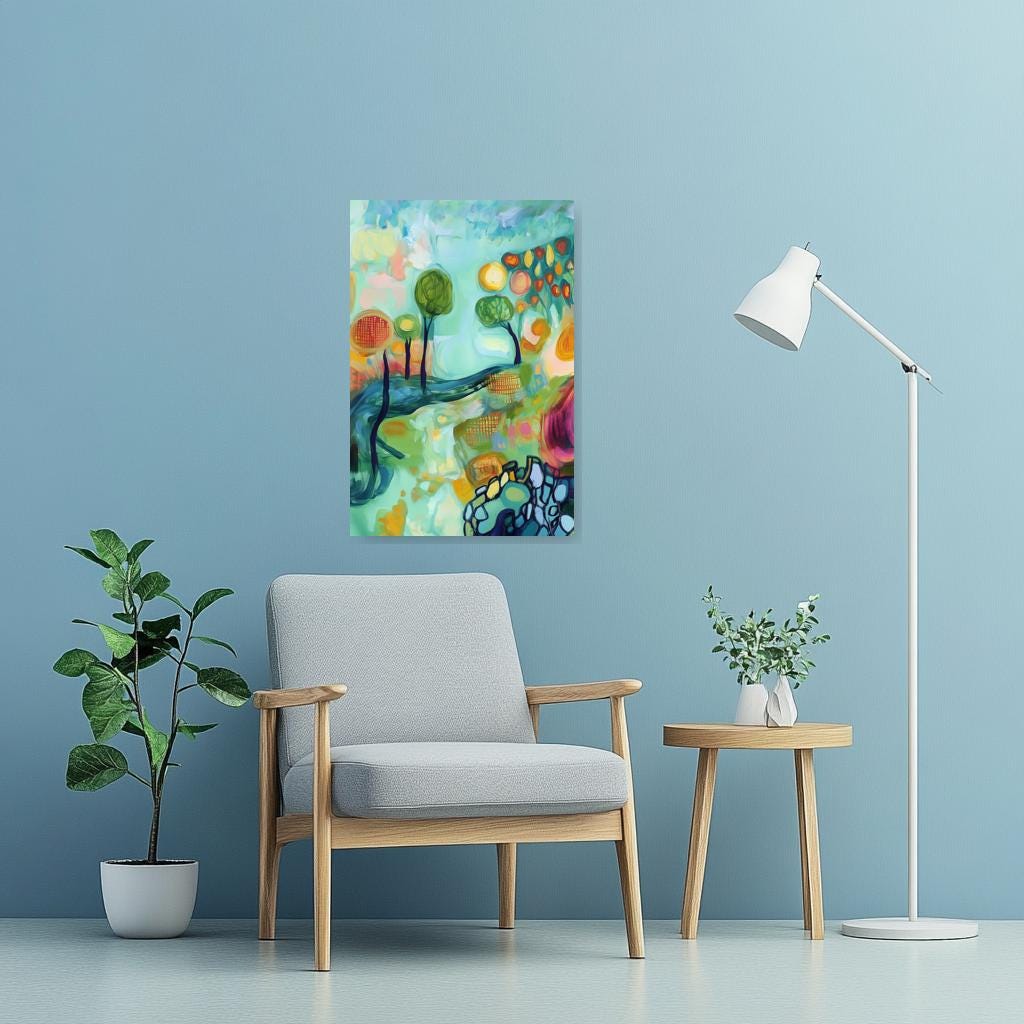 Colorful Abstract Canvas Print Inspired by Monet's Impressionist Style - Bright Home Decor, Digital Download Wall Art