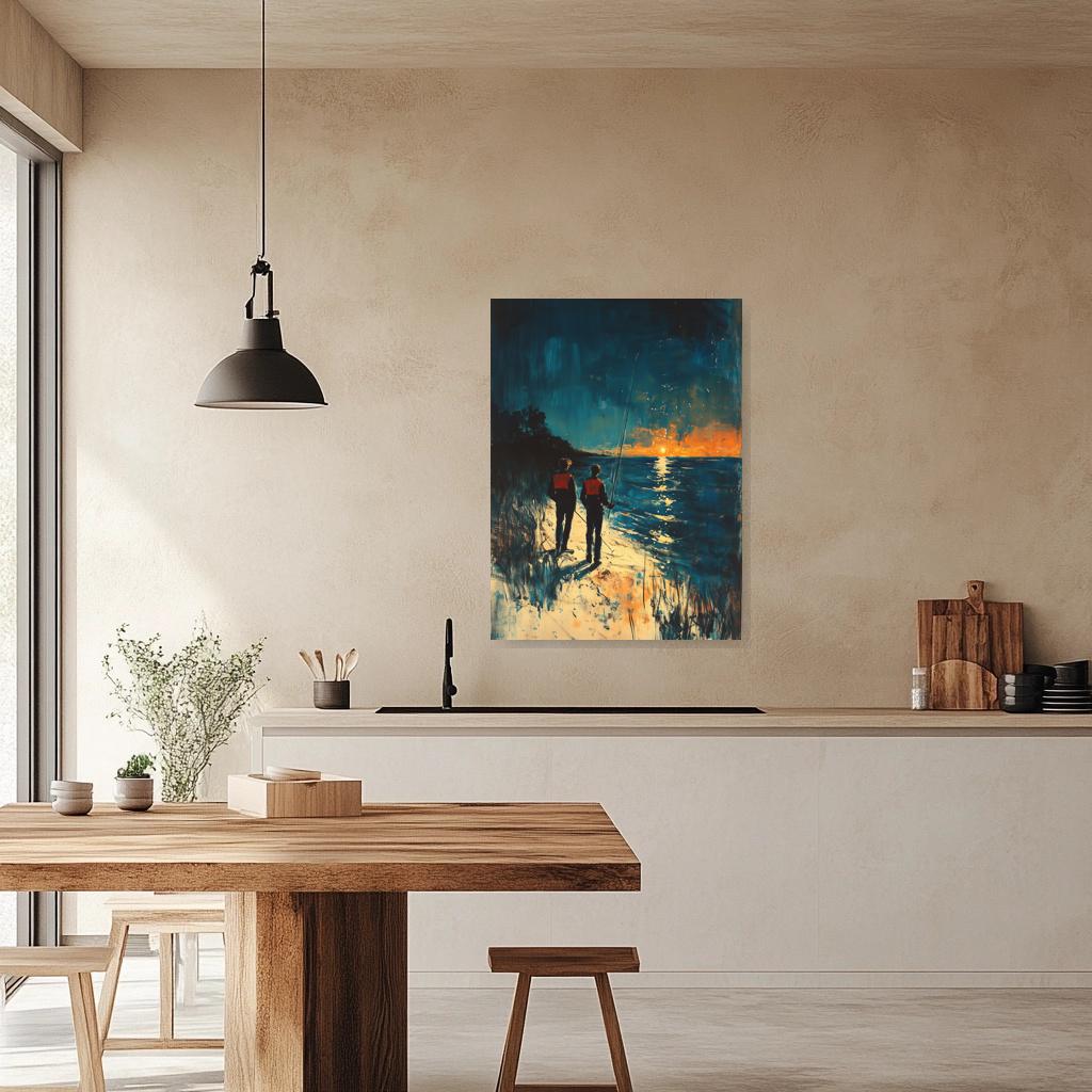 Sunset Fishing Canvas Print Inspired by Impressionist Masters | Custom Wall Art | Vibrant Outdoor Home Decor