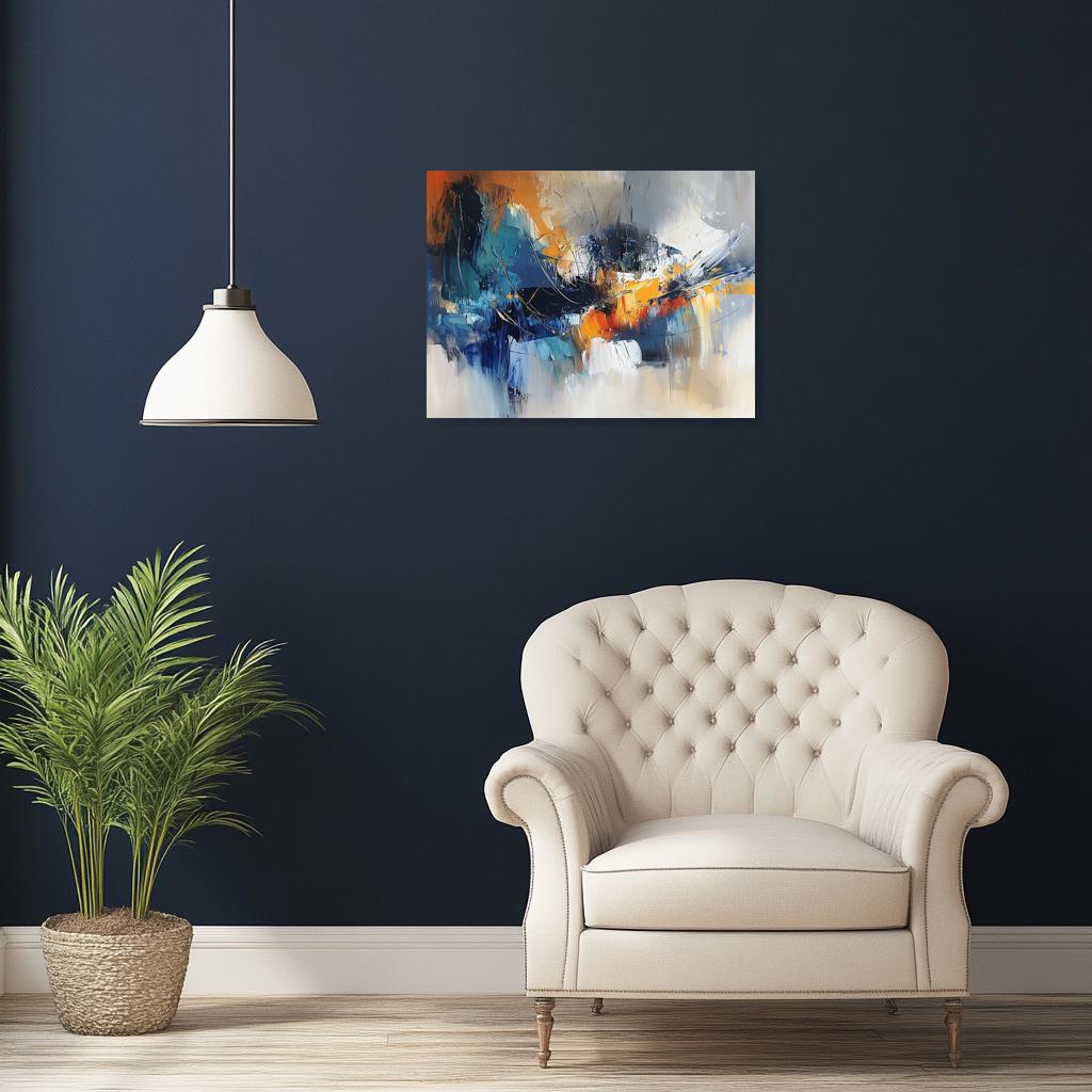 Abstract Canvas Wall Art Inspired by Van Gogh Featuring Bold Blue and Orange Splashes for Modern Home Decor