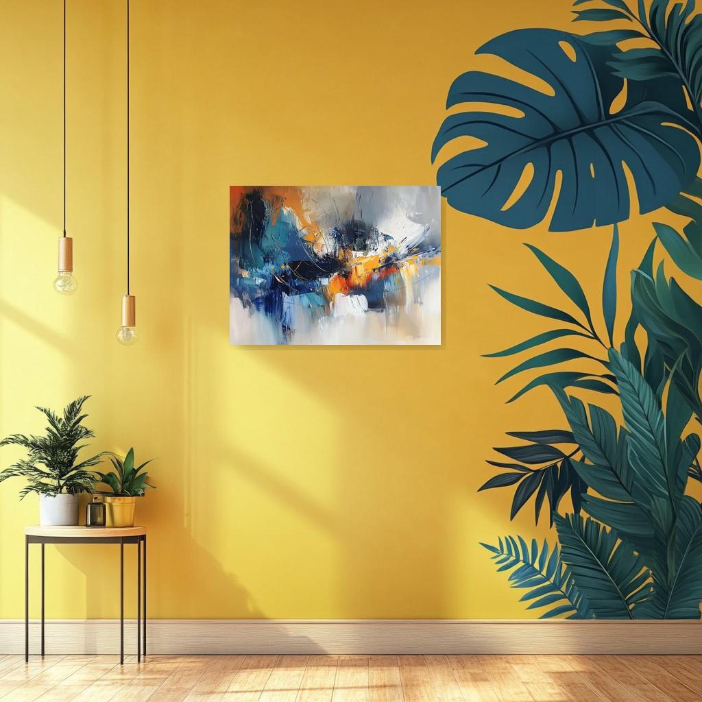 Abstract Canvas Wall Art Inspired by Van Gogh Featuring Bold Blue and Orange Splashes for Modern Home Decor