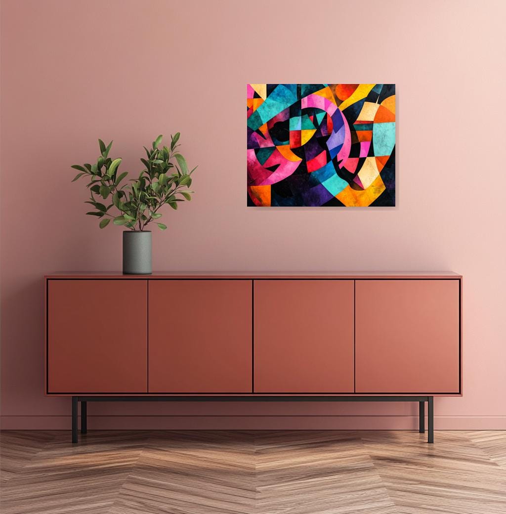 Abstract Geometric Canvas Print Inspired by Matisse for Colorful Home Decor and Unique Wall Art