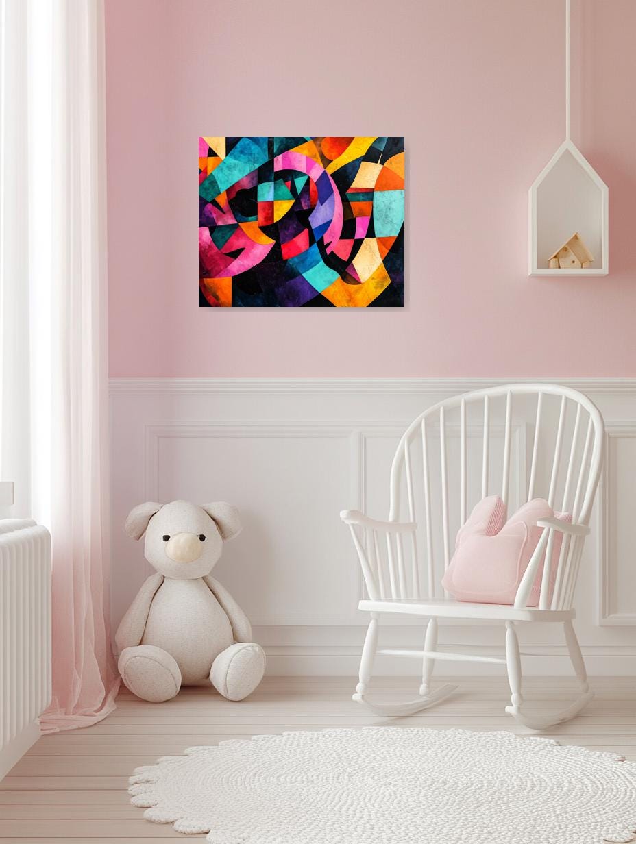 Abstract Geometric Canvas Print Inspired by Matisse for Colorful Home Decor and Unique Wall Art