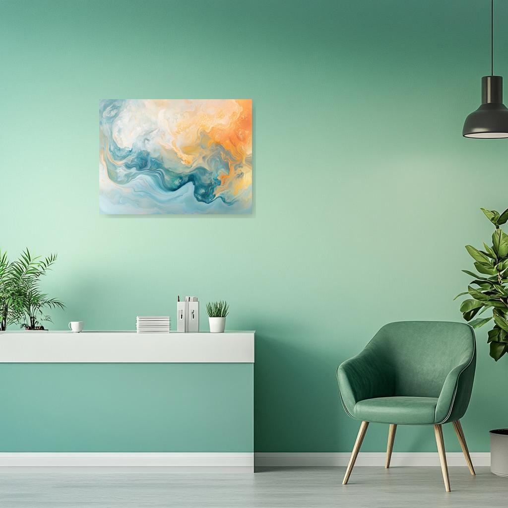 Abstract Ocean Waves Canvas Print in the Style of Turner - Colorful Home Decor Art for Living Room and Bedroom