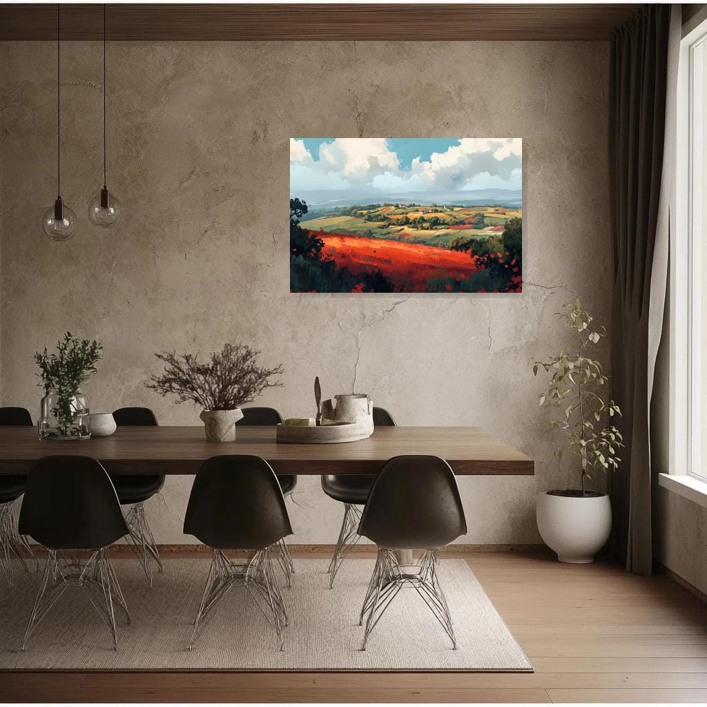 Stunning Custom Canvas Print of Vibrant Rolling Hills Inspired by Impressionist Landscape Art for Home Decor