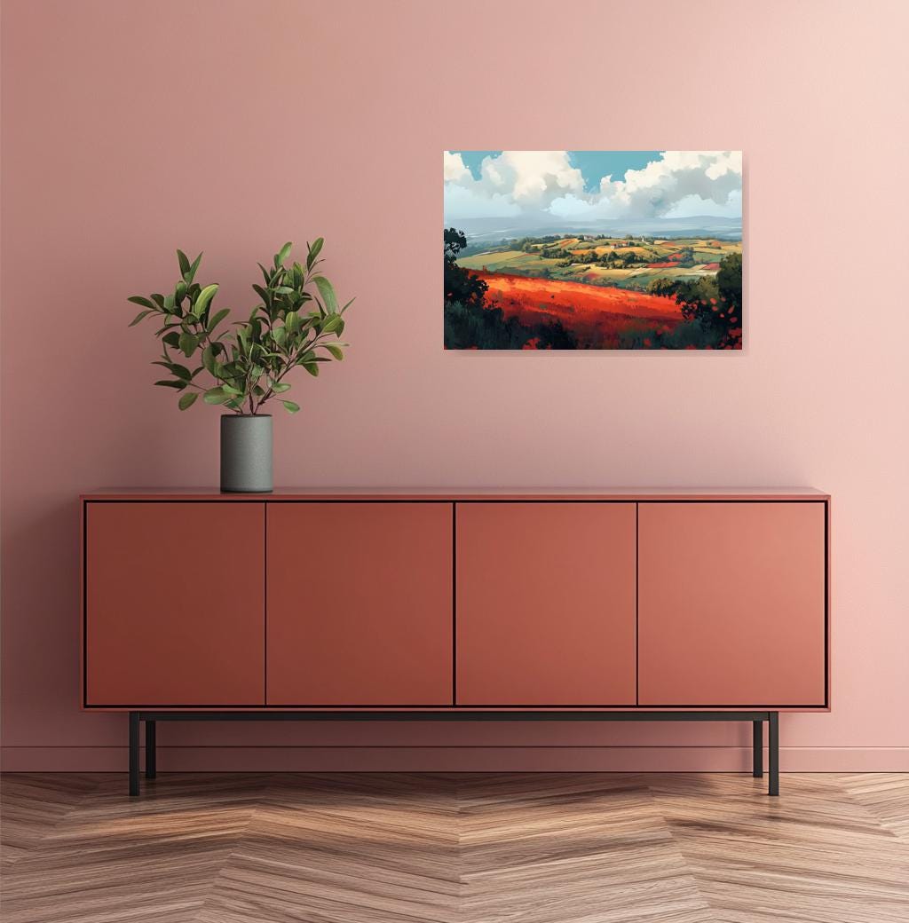 Stunning Custom Canvas Print of Vibrant Rolling Hills Inspired by Impressionist Landscape Art for Home Decor