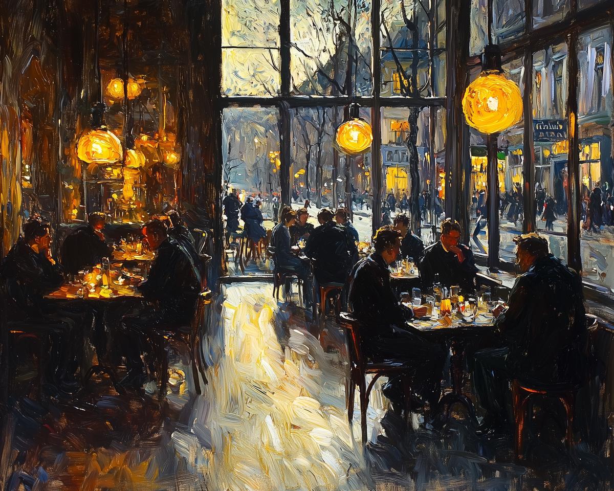 Custom Canvas Print of Warm Café Scene Inspired by Impressionist Artists Cozy Wall Art Home Décor