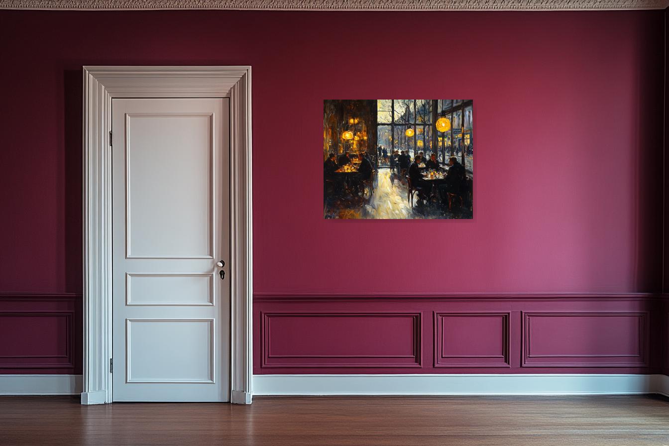 Custom Canvas Print of Warm Café Scene Inspired by Impressionist Artists Cozy Wall Art Home Décor