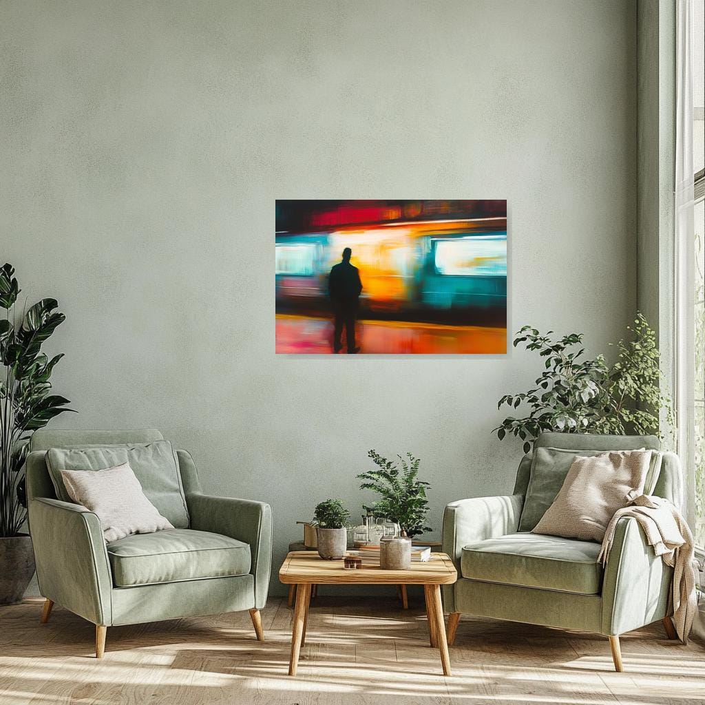 Abstract Canvas Print Inspired by Edvard Munch with Vibrant Colors and Expressive Brushstrokes for Modern Home Decor