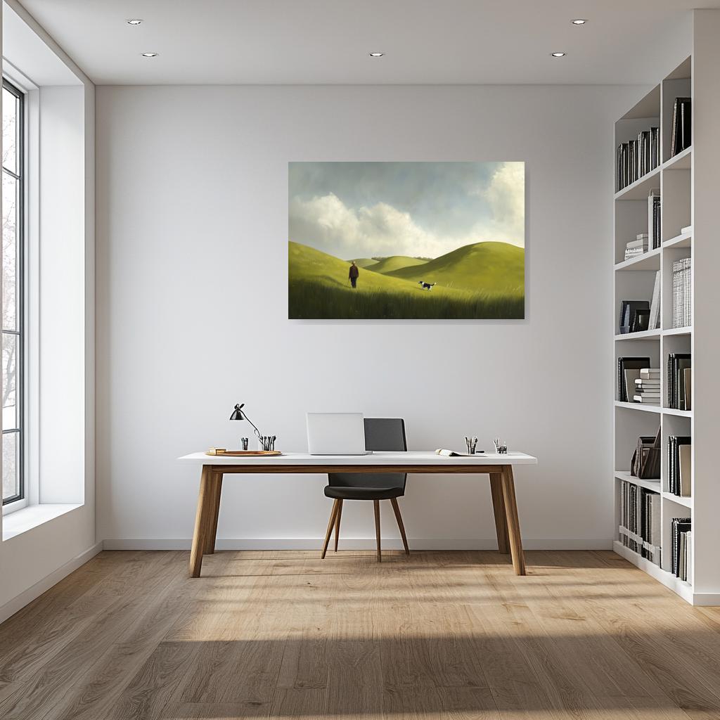 Serene Landscape Canvas Wall Art Inspired by Impressionist Style with Lush Green Hills and Tranquil Scenes