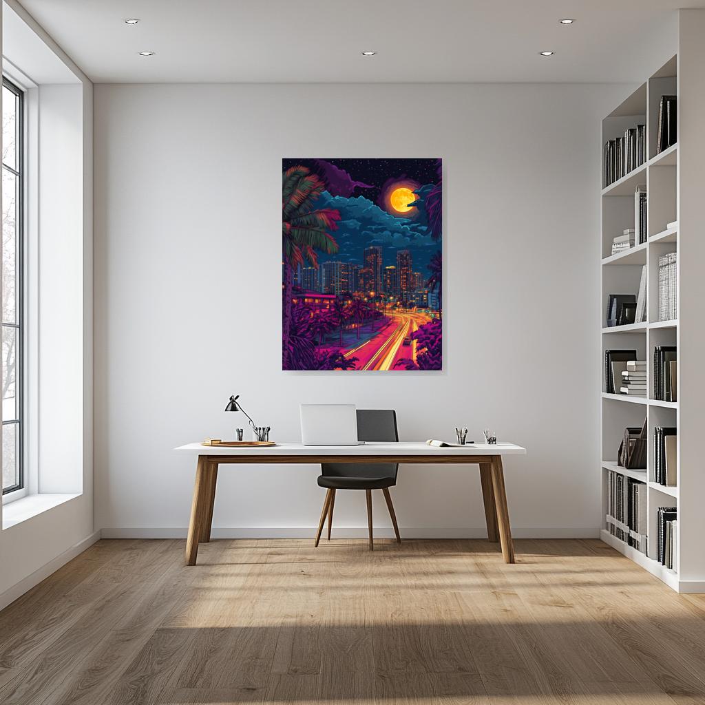 Custom Canvas Print Neon Cityscape Artwork Inspired by Hiroshi Nagai Urban Art for Home Decor and Wall Art