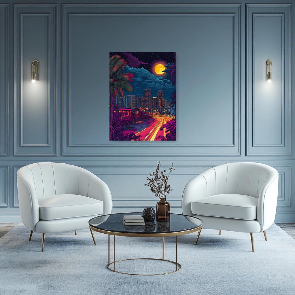 Custom Canvas Print Neon Cityscape Artwork Inspired by Hiroshi Nagai Urban Art for Home Decor and Wall Art