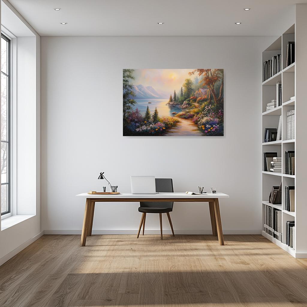 Custom Canvas Wall Art Inspired by Bob Ross with Vibrant Nature Colors, Serene Landscape Home Decor