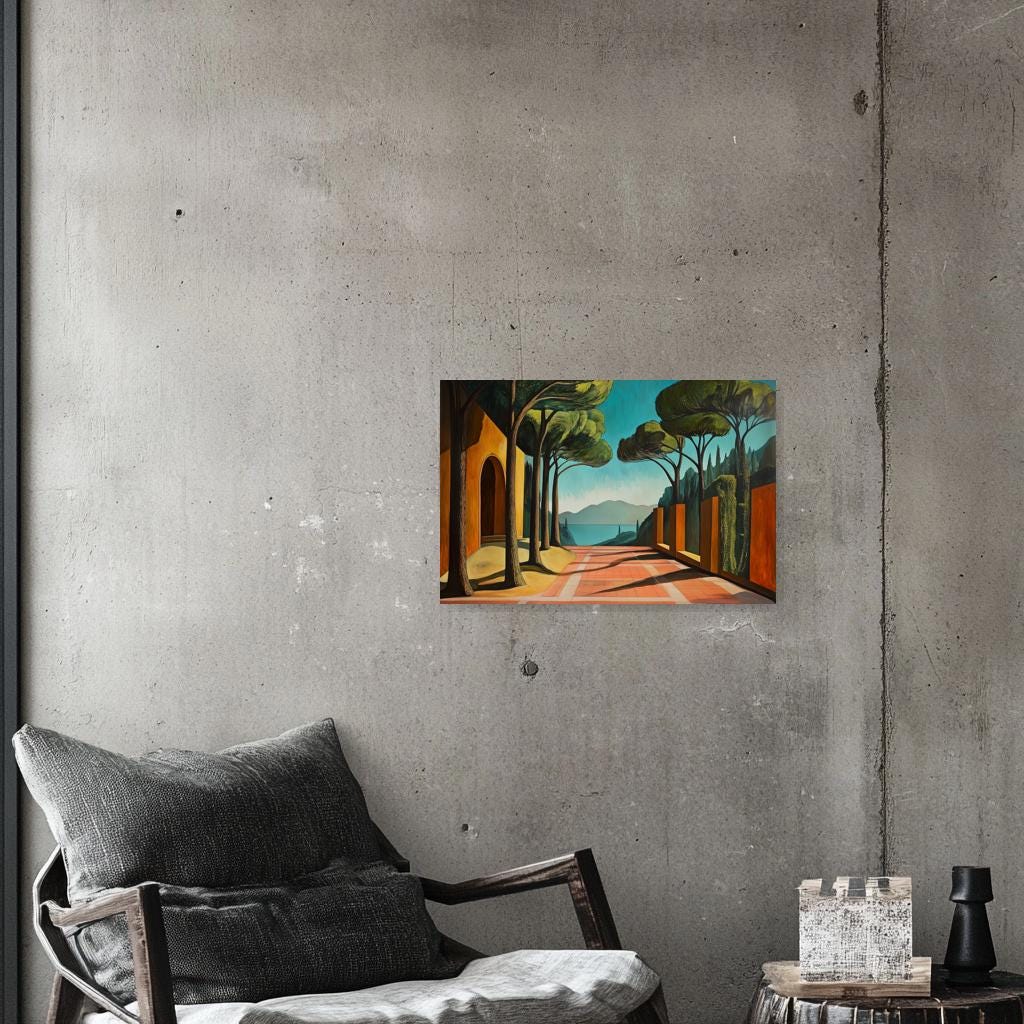 Lush Landscape Canvas Print Inspired by Italian Modernism Serene Outdoor Scene Home Decor Wall Art