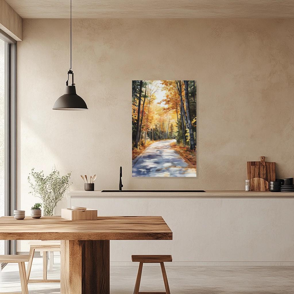 Autumn Pathway Watercolor Canvas Print Inspired by John Constable for Home Decor and Wall Art