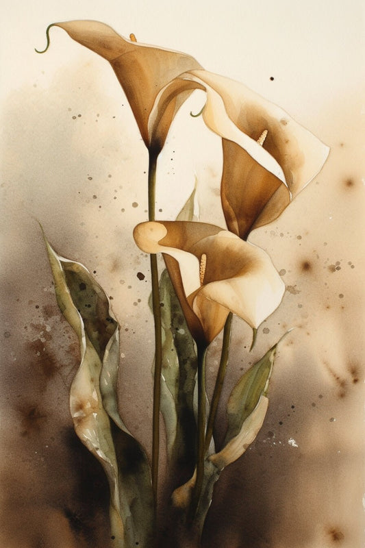 Watercolor Vintage Cala Lily Flowers | Original Watercolor Botanical Prints of Cala Lilies | Digital Print | Download