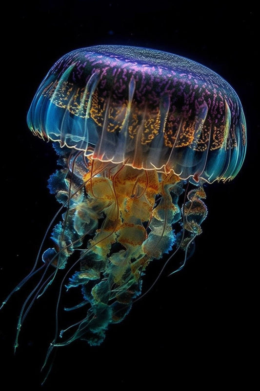 Cheetah Jellyfish - Stunning Purple and Yellow Colored Jellyfish with Magnificent Cheetah Spots | Digital Print | Download | Wall Art