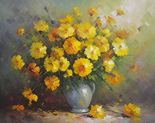 Bursting Colors - Original Floral Painting on Canvas | An Oil Painting of Flowers in a Vase