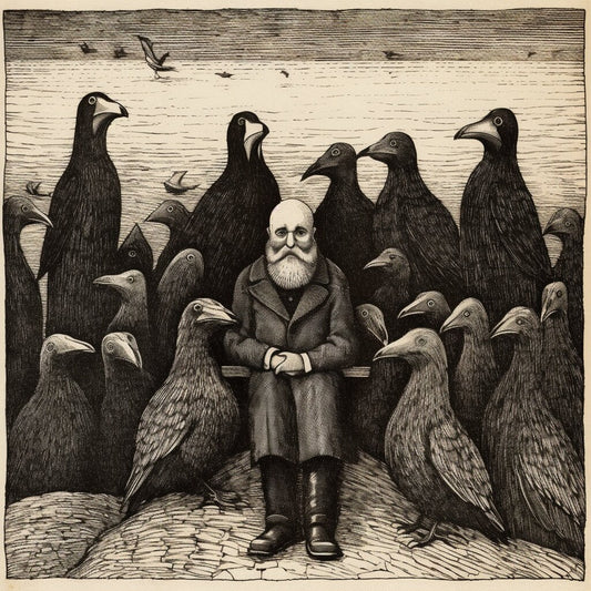 Mysterious and Macabre: A Monochrome Edward Gorey Styled Original Art Piece | Digital Print | Download Art | Wall Art