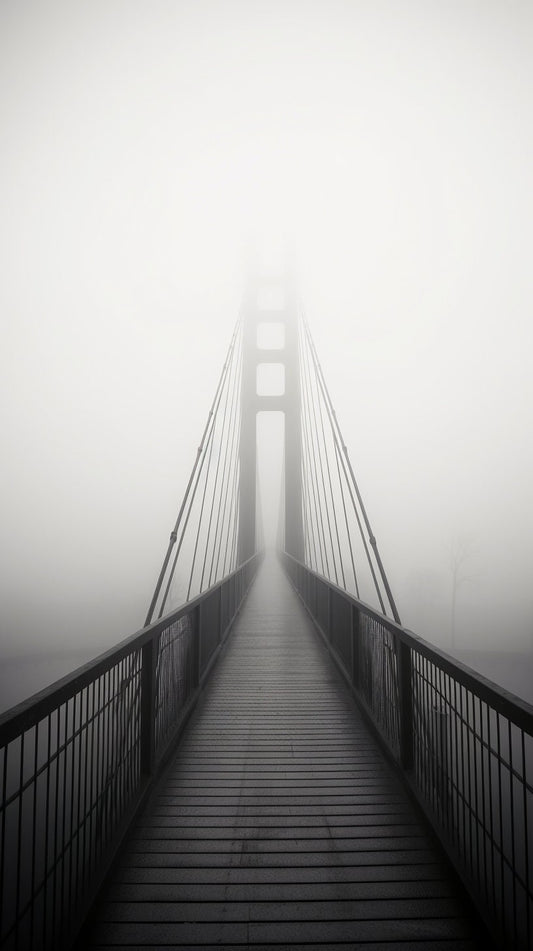 Photography "Bridge to Beyond" Series #1, bridges, mist, and dramatic lighting | Canvas Print | Digital | Custom Canvas Curators