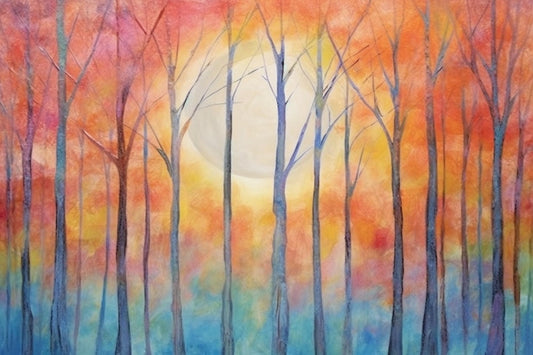 April Gornik Styled Ethereal Trees at Sunset A Vibrant Masterpiece | Custom Wall Art | Orange Captivating Painting | Autumn Paint | Modern