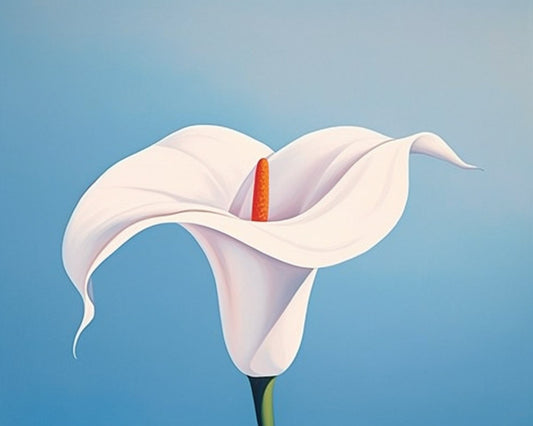 Graceful Symmetry: A Minimalist Figuration of Georgia O'Keeffe's Iconic Calla Lily | Canvas Home Decor | Wall Art | Custom Canvas Curators