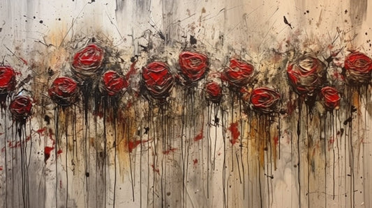 Distressed Roses: A Cy Twombly Inspired Abstract Painting | Canvas Home Decor | Wall Art | Custom Canvas Curators