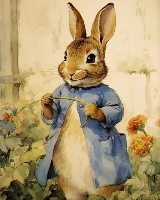 Classic Beatrix Potter Inspired Bunny Illustration | Nursery Wall Art | Classic Story Watercolor | Baby’s Room Illustration | Cottontail