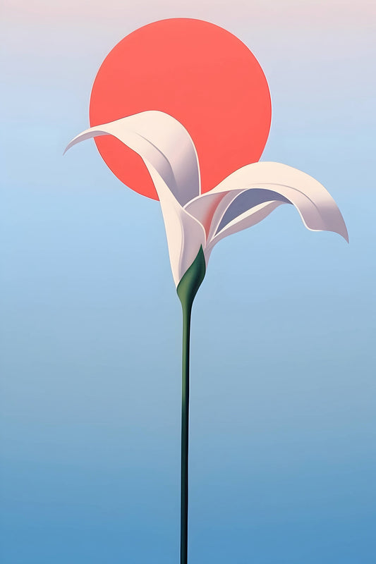 Minimalist Georgia O'Keeffe Inspired White Flower Painting | Digital Wall Art | Download Print | Custom Canvas