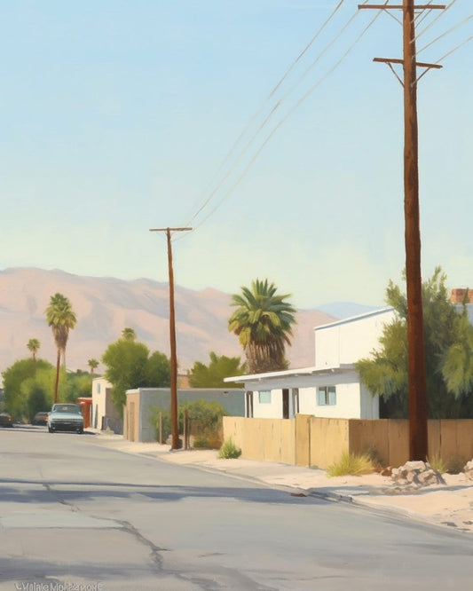 Dusty Street in Arizona: An Ode to Robert Bechtle's Photorealism | Digital Wall Art | Download Print | Custom Canvas