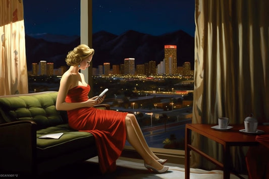 Captivating Night in Vegas: An Edward Hopper Inspired Painting | Classic Canvas | Original Art | Digital Artwork | Custom Wall Art