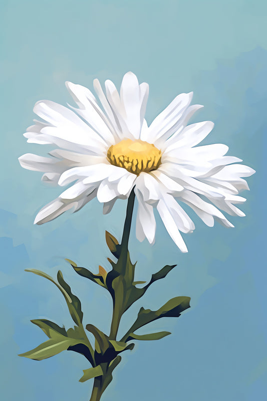 Daisy Blue - A Minimalist Nature Artwork Inspired by Georgia O'Keeffe | Canvas Home Decor | Flower in minimal white