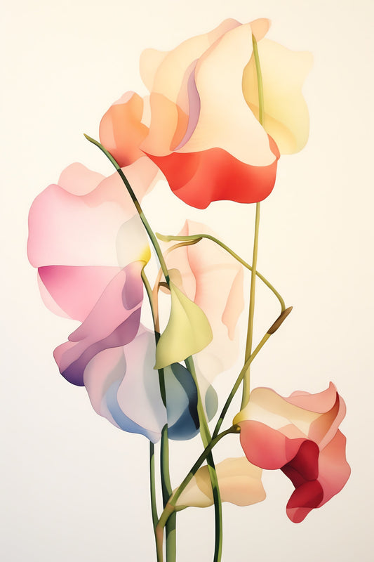 Georgia O’Keeffe Inspired Sweet Pea Floral Bouquet | Canvas Home Decor | Wall Art | Custom Canvas Curators | Minimal Painting