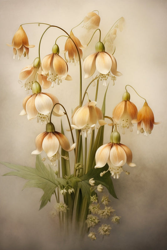 Vintage Antique White Ladybell Flowers in the Style of Mandy Disher | Digital Wall Art | Download Print | Custom Canvas