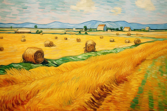 Amazing Hayfields Original Artwork - Inspired by Van Gogh's Signature Style, Custom Canvas and Digital Prints for Home Decor and Galleries