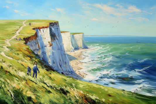 Claude Monet Inspired Custom Canvas Print, Blue Ocean & White Cliff Wall Art for Home Decor | Dover Cliffs | Impressionism
