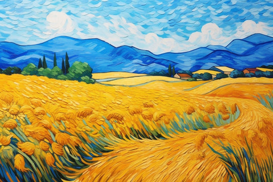 Van Gogh Wheatfields Impressionism Inspired Canvas: Original Canvas Landscape Art for Home Decor | Custom Canvas Print | Shipped Art