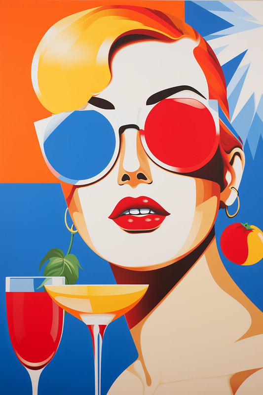 Vibrant Pop Art Canvas Print - Tom Wesselmann Inspired Woman in Sunglasses for Modern Home Decor Wall Art