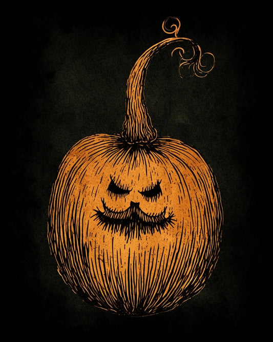 Spooky Pumpkin Halloween Edward Gorey Inspired Digital Download: Vintage Inspired Wall Art for Unique Home Decor