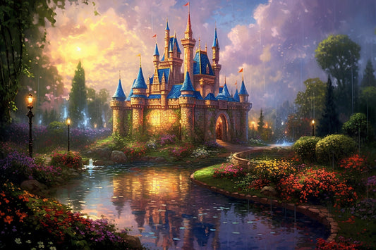 Thomas Kinkade Painter of Light and A Magical Castle Inspired Canvas Print: Sparkling Fairy Tale Wall Art for Contemporary Home Decor