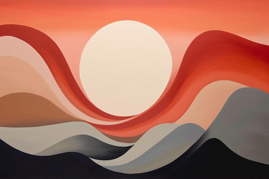 Stunning Minimal Landscape Canvas Print Inspired by Georgia O'Keeffe | Fiery Reds and Oranges | Sunset Wall Art | Custom Digital Download