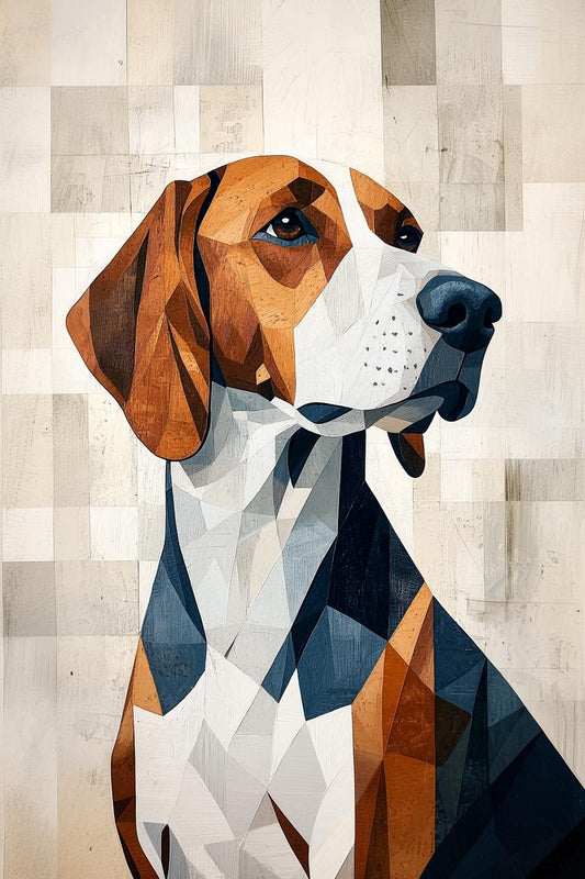 Modern Geometric American Fox Hound Portrait Canvas Print | Custom Wall Art | Unique Home Decor | Stylish Digital Download