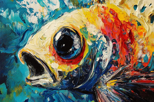 Vibrant Modern Abstract Goldfish Art Print | Custom Canvas & Digital Download | Eye-Catching Home Decor | Unique Wall Art