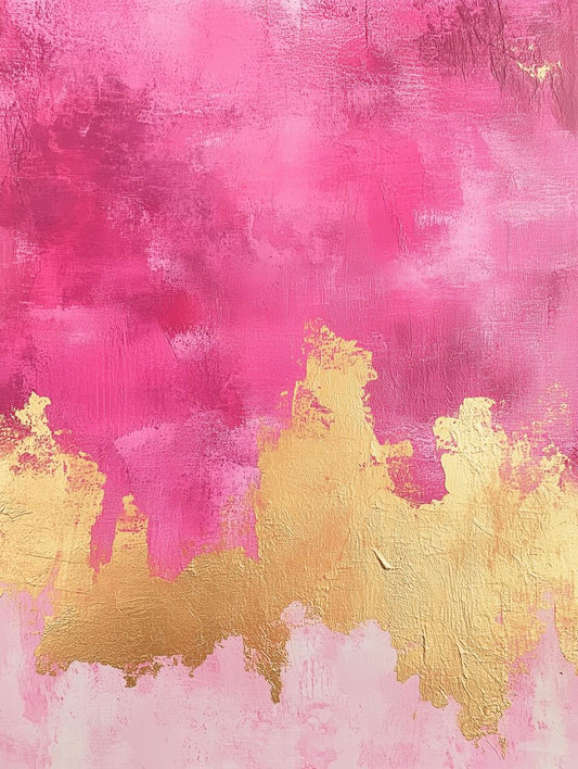 Vibrant Pink and Gold Abstract Canvas Art Print Modern Home Decor Wall Art Digital Download